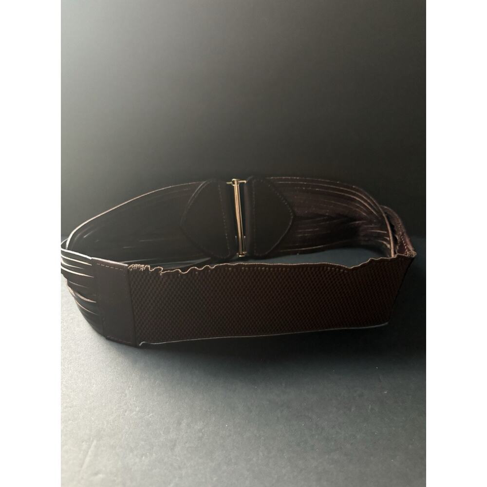 Vtg. Womens Wide Belt OS Leather Brown Boho Reteo Elastic Classic 80s 90s Y2K - Picture 3 of 6